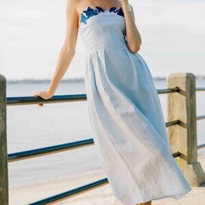 Fanm Mom Linen Blue Midi Marassa Dress (Worn once!)